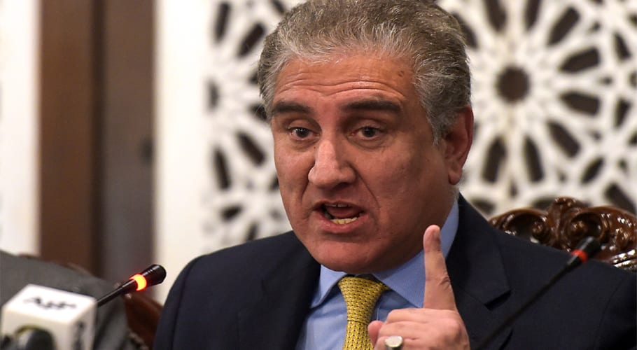 Shah Mehmood Qureshi talking to media in Islamabad