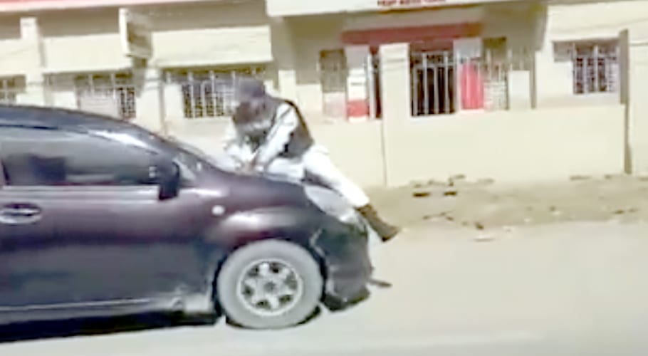 Traffic policemen stop car