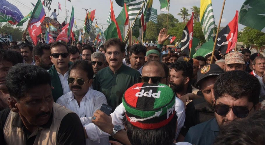 وزیر اعلیٰ سندھ کی قیادت میں کشمیر ریلی: گورنر عمران اسماعیل بھی شریک ہو گئے