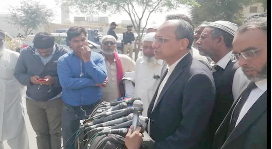 Saeed Ghani is talking to the media