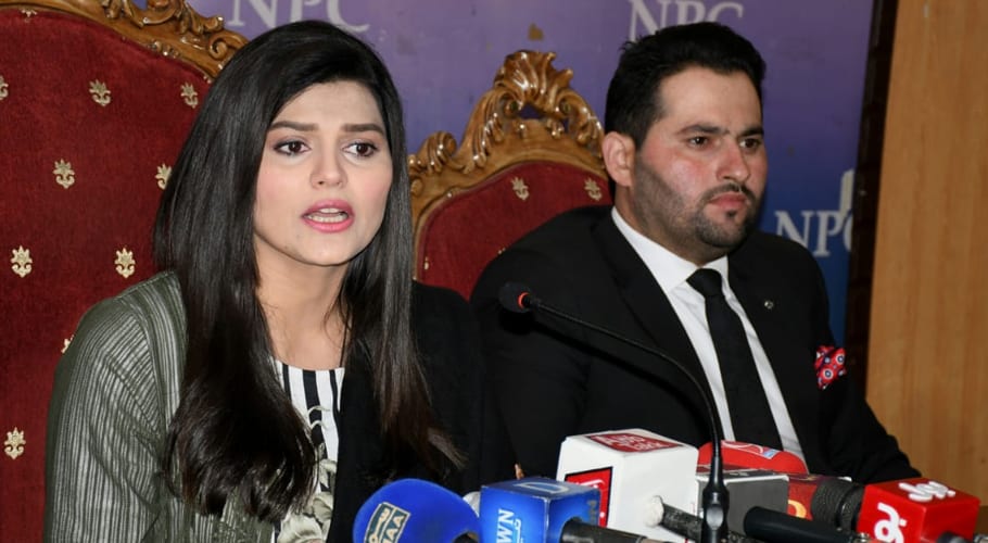 Actress Sofia Mirza addresses the conference