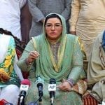 Firdous Awan talking to media in Sialkot