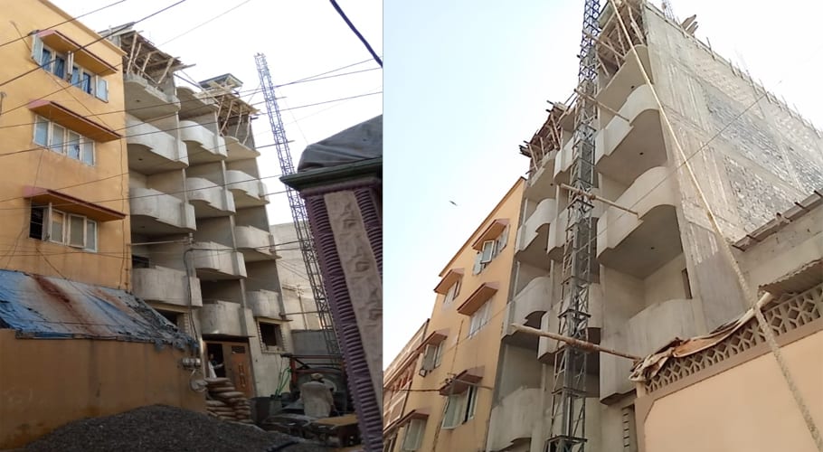 illegal construction continues in liaquat liaquatabad karachi
