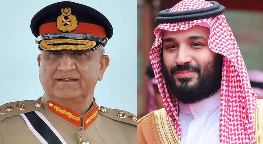 آرمی چیف کا محمد بن سلمان سے ٹیلیفونک رابطہ، سعودی فرمانروا کی خیریت دریافت کی
