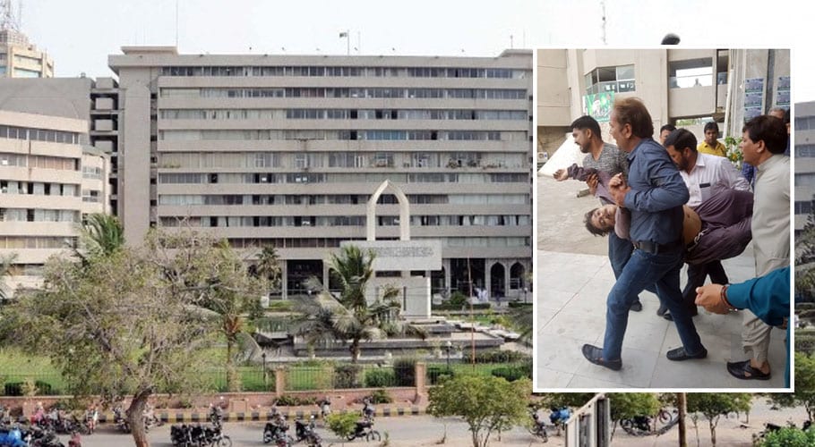 سوک سینٹر کی تیسری منزل پر فائرنگ ،کے ڈی اے کا 1ملازم جاں بحق 2زخمی