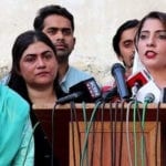 PPP Deputy Secretary Information Palwasha Khan is holding a press conference