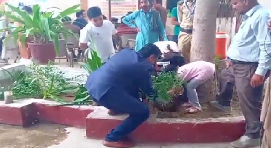کراچی میں شجر کاری کیلئے روٹری کلب کی تقریب، طلباء و طالبات اور نابینا افراد شریک