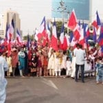 قوم پرست جماعتوں کے اتحاد ''سندھ ایکشن کمیٹی'' کاگورنر ہاؤس کے باہر احتجاج