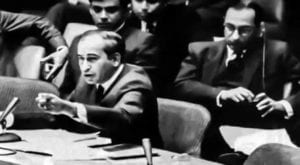 Zulfikar Ali Khan Bhutto speaking at the UN General Assembly.