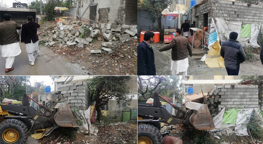 CDA demolish illegal structures outside government flats
