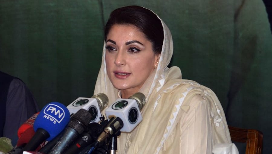 Maryam Nawaz talks to media in Lahore