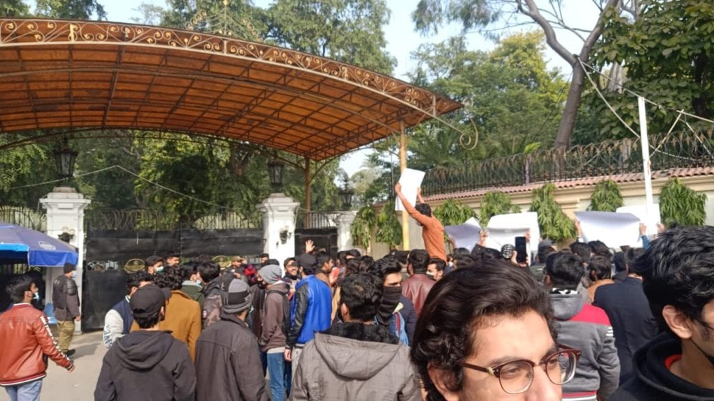 students protest in Lahore for Online exams