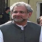Shahid Khaqan Abbasi talks to media in Karachi