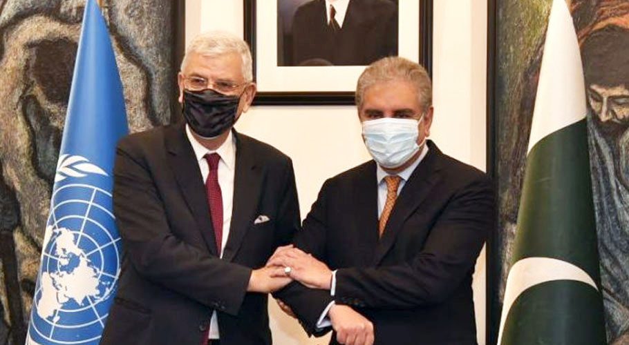 وزیرخارجہ اوراقوام متحدہ کی جنرل اسمبلی کے صدرکافلسطین،کشمیرکے تنازعات پرتبادلہ خیال