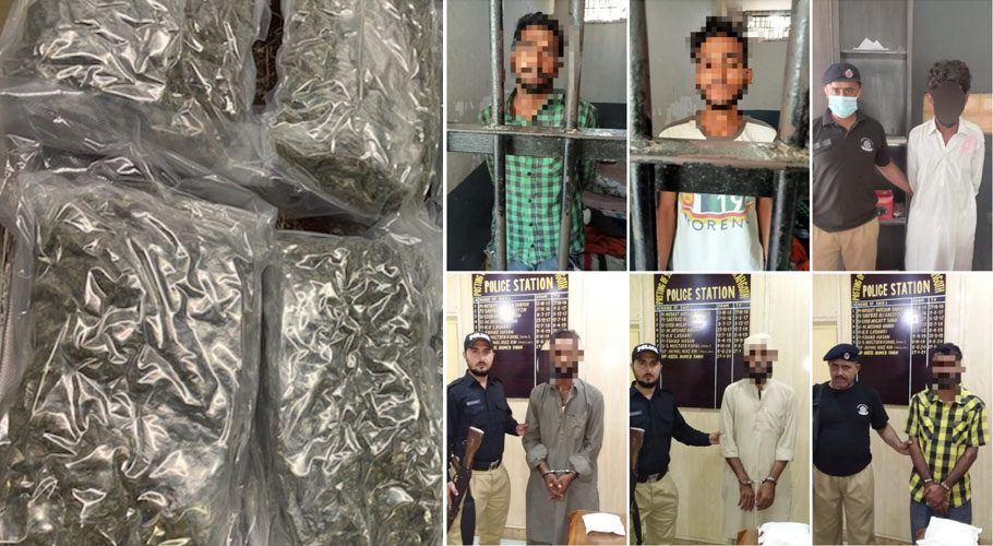 ملیر پولیس کا منشیات فروشوں کے خلاف کریک ڈاؤن، 6 ملزمان گرفتار، منشیات برآمد