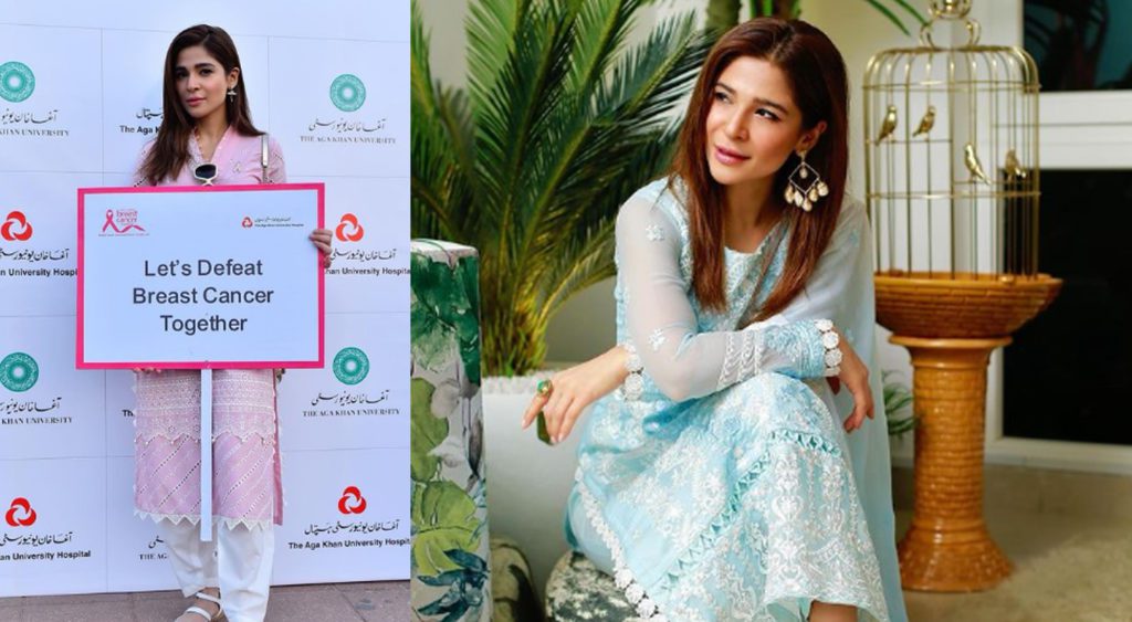عائشہ عمر چھاتی کے کینسر سے آگہی کیلئے پنک واک میں شریک