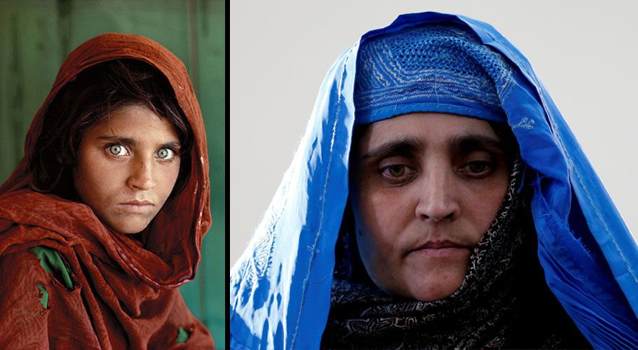 سبز آنکھوں والی پرکشش افغان خاتون شربت گل نے اٹلی میں پناہ لے لی