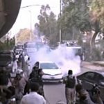 Police fire tear gas, baton charge protesters at Karachi’s Nasla Tower