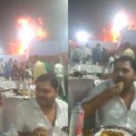 Fire at wedding, but guests eat food