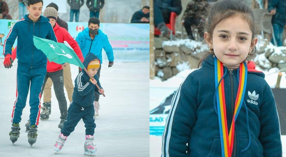 گلگت بلتستان، ضلع نگر کی 4سالہ بچی نے اسکیٹنگ میں سلور میڈل جیت لیا