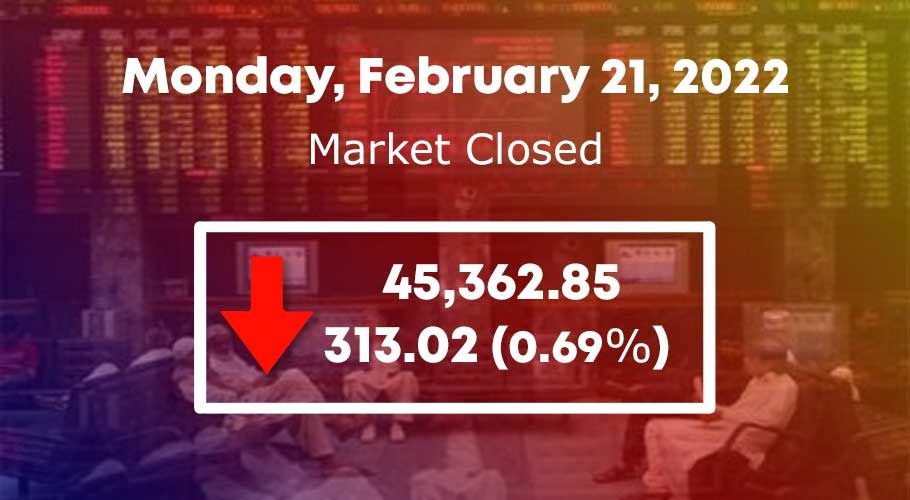 اسٹاک مارکیٹ میں 313.02 پوائنٹس کی بڑی مندی
