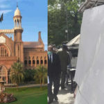 ریٹائرڈ جج کی گاڑی کا تصادم، لاہور ہائیکورٹ کا دروازہ ٹوٹ گیا