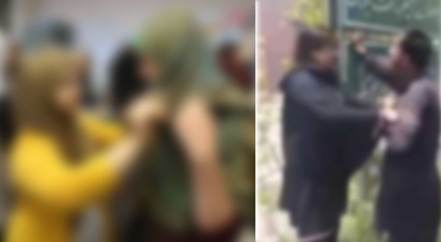 پہلی بیوی نے شوہر کو دوسری بیوی کے ساتھ دیکھ لیا، سڑک پر درگت بنادی