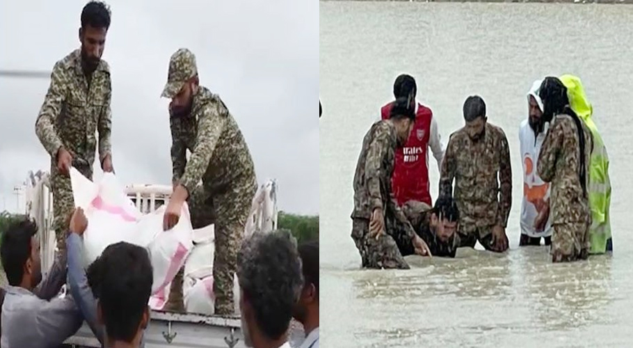 سیلاب سے متاثرہ اضلاع میں پاک فوج کی امدادی سرگرمیاں جاری