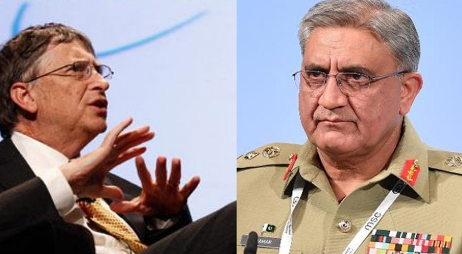 آرمی چیف سے بل گیٹس کا رابطہ، پولیو کے خاتمے اور شعبۂ صحت پر تبادلۂ خیال