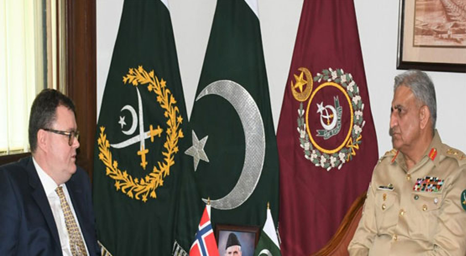 ناروے کے سفیر کی آرمی چیف سے ملاقات، باہمی دلچسپی کے امور پر تبادلہ خیال