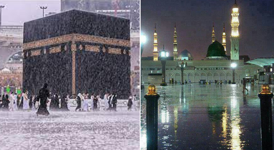 مدینہ منورہ اور مکہ المکرمہ موسلا دھار بارش