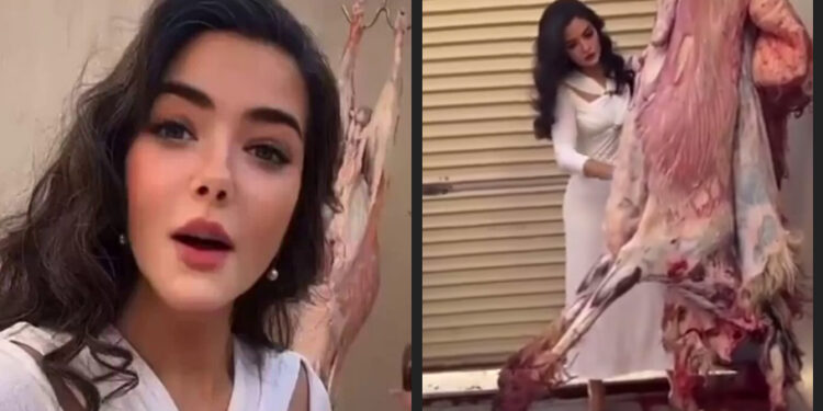Netizens react to Arab girl butchering her own Qurbani