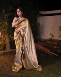 Durefishan Saleem's Stunning Photos in a Golden Saree Go Viral