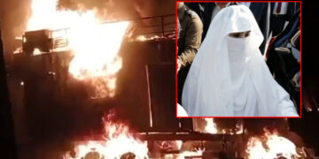 Here’s how Bushra Bibi’s container caught fire during PTI protest