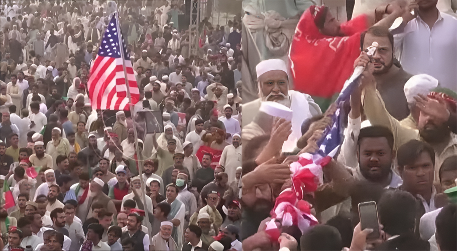PTI Worker to Face Legal Action for Waving US Flag at Swabi Rally