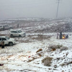 Saudi Arabian desert receives snowfall