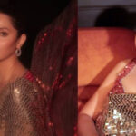 Mahira Khan sets hearts racing with hot poses on couch in sparkling red Saree