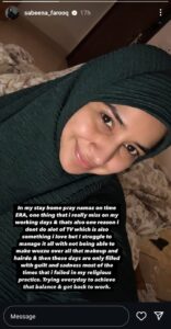 Sabeena Farooq expresses ‘guilt’ over missing wuzu for prayer due to makeup during shoot