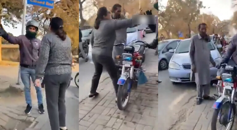 Woman caught abusing and assaulting bike rider after minor accident