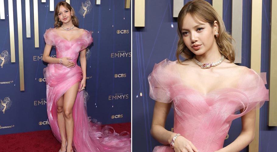 Lisa shines in stunning pink outfit on Emmys Red Carpet