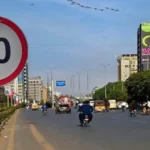 Speed limit signs installed on Karachi’s Shahrah-e-Faisal