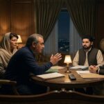 بیرسٹر گوہر، علیمہ خان، سہیل آفریدی کی محسن نقوی سے خفیہ ملاقات، فوٹو اے آئی